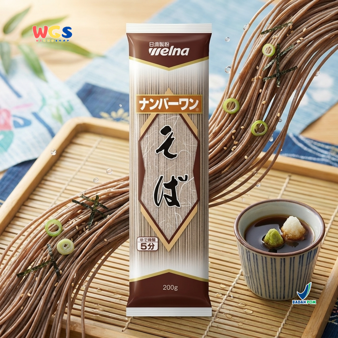 Nisshin Seifun Welna Soba Number One 200g - Mie Soba Jepang Kering Buckwheat Noodle Kuah Dingin Zaru Soba Sup Salad Noodle