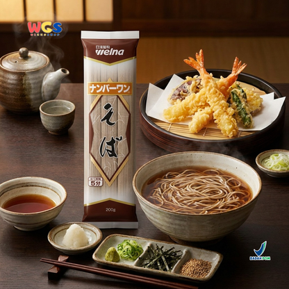 Nisshin Seifun Welna Soba Number One 200g - Mie Soba Jepang Kering Buckwheat Noodle Kuah Dingin Zaru Soba Sup Salad Noodle