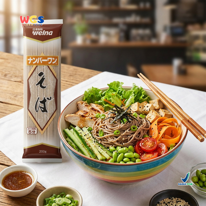 Nisshin Seifun Welna Soba Number One 200g - Mie Soba Jepang Kering Buckwheat Noodle Kuah Dingin Zaru Soba Sup Salad Noodle