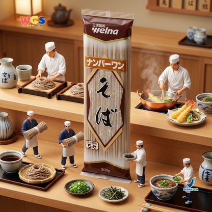 Nisshin Seifun Welna Soba Number One 200g - Mie Soba Jepang Kering Buckwheat Noodle Kuah Dingin Zaru Soba Sup Salad Noodle