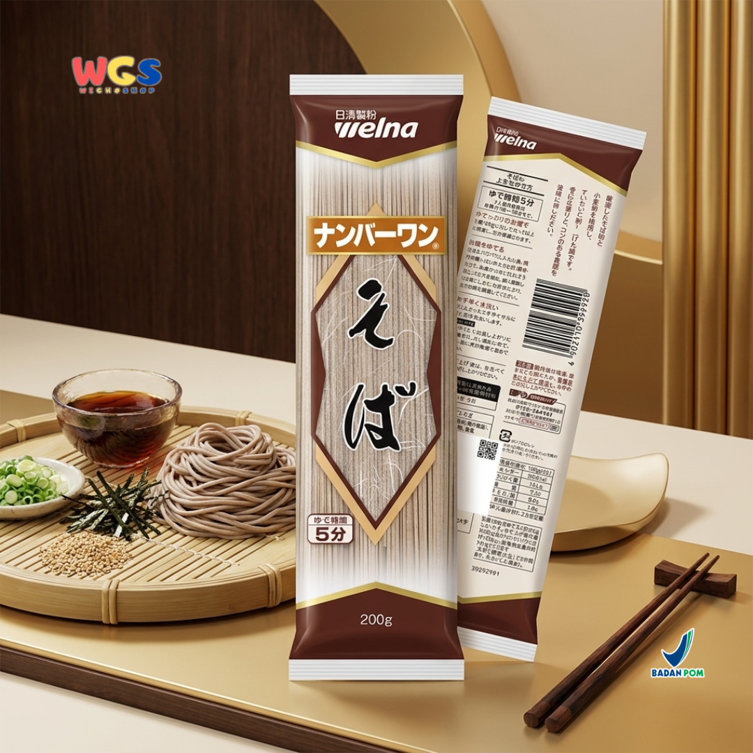 Nisshin Seifun Welna Soba Number One 200g - Mie Soba Jepang Kering Buckwheat Noodle Kuah Dingin Zaru Soba Sup Salad Noodle