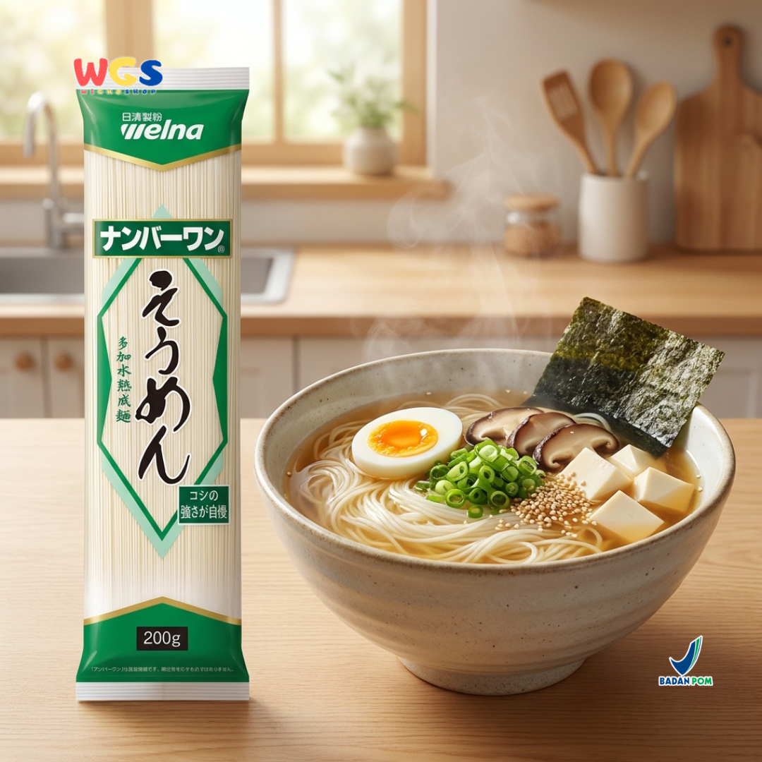 Nisshin Seifun Welna Somen Number One 200g - Mie Jepang Halus Kering Somen Noodle Cold Noodle Sup Kuah Salad Noodle