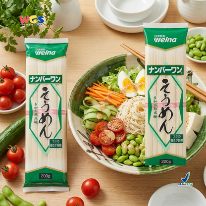 Nisshin Seifun Welna Somen Number One 200g - Mie Jepang Halus Kering Somen Noodle Cold Noodle Sup Kuah Salad Noodle