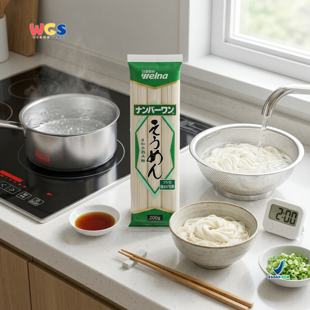 Nisshin Seifun Welna Somen Number One 200g - Mie Jepang Halus Kering Somen Noodle Cold Noodle Sup Kuah Salad Noodle
