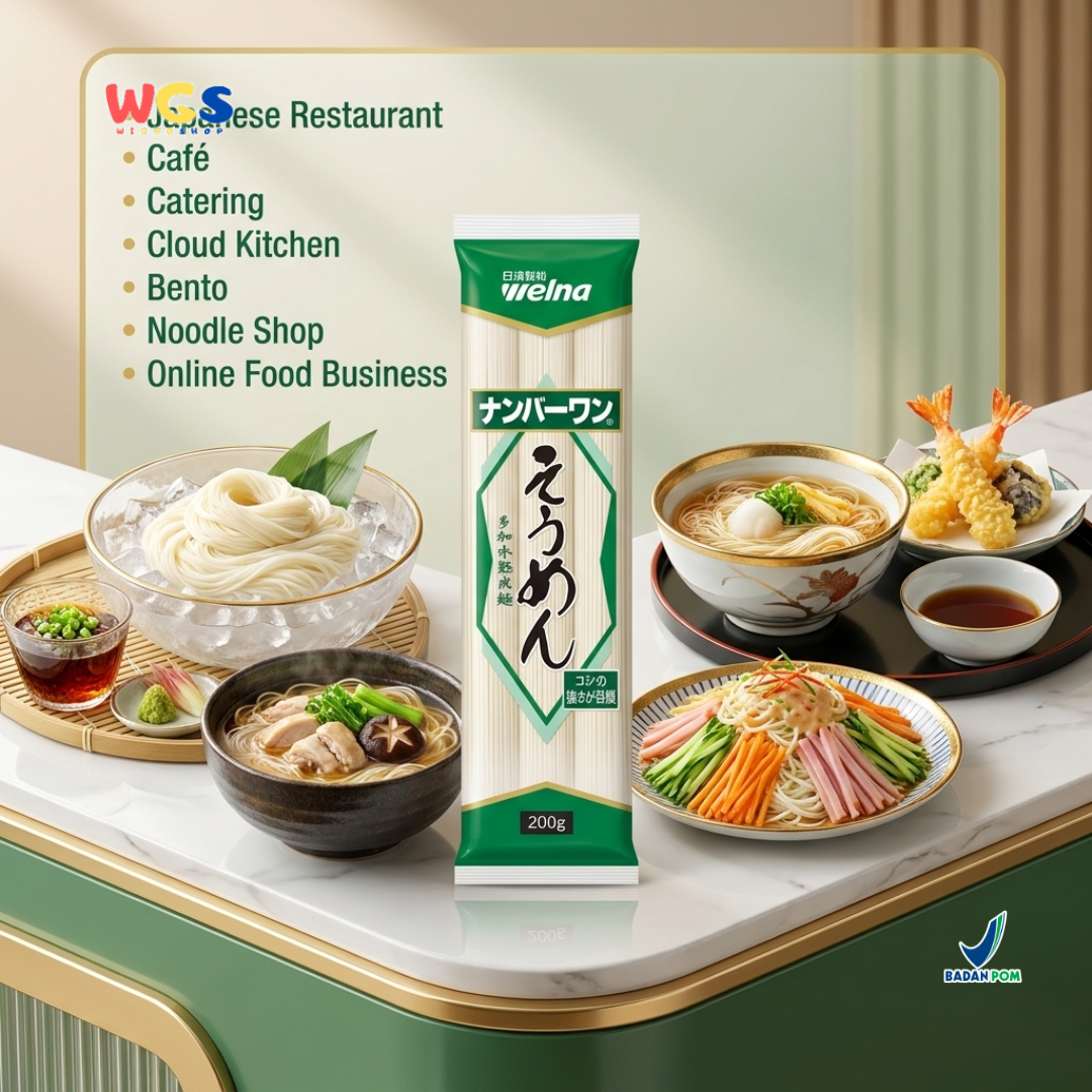 Nisshin Seifun Welna Somen Number One 200g - Mie Jepang Halus Kering Somen Noodle Cold Noodle Sup Kuah Salad Noodle