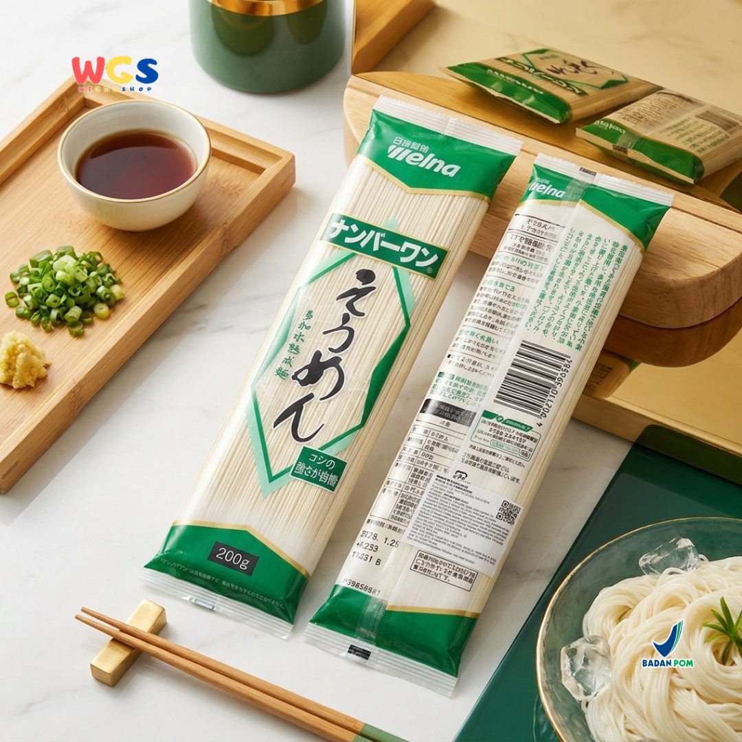 Nisshin Seifun Welna Somen Number One 200g - Mie Jepang Halus Kering Somen Noodle Cold Noodle Sup Kuah Salad Noodle