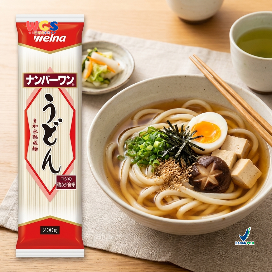 Nisshin Seifun Welna Udon Number One 200g - Mie Udon Jepang Kering Tebal Noodle Kuah Sup Stir Fry Hot Pot Sukiyaki Nabeyaki