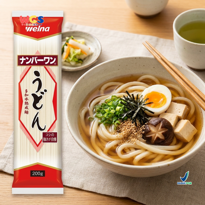 Nisshin Seifun Welna Udon Number One 200g - Mie Udon Jepang Kering Tebal Noodle Kuah Sup Stir Fry Hot Pot Sukiyaki Nabeyaki