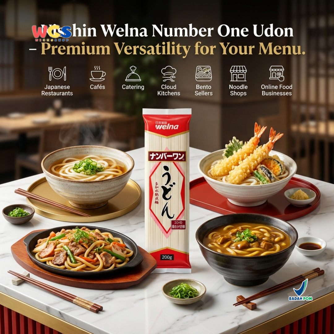 Nisshin Seifun Welna Udon Number One 200g - Mie Udon Jepang Kering Tebal Noodle Kuah Sup Stir Fry Hot Pot Sukiyaki Nabeyaki