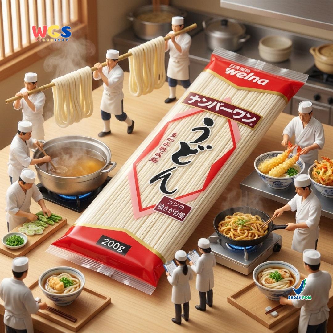 Nisshin Seifun Welna Udon Number One 200g - Mie Udon Jepang Kering Tebal Noodle Kuah Sup Stir Fry Hot Pot Sukiyaki Nabeyaki