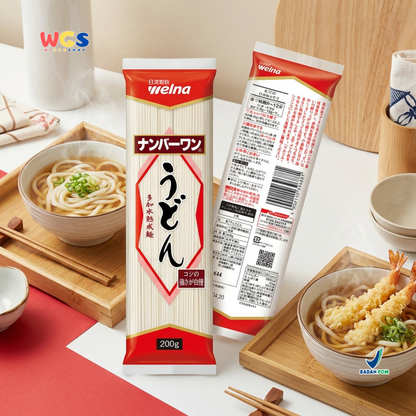 Nisshin Seifun Welna Udon Number One 200g - Mie Udon Jepang Kering Tebal Noodle Kuah Sup Stir Fry Hot Pot Sukiyaki Nabeyaki