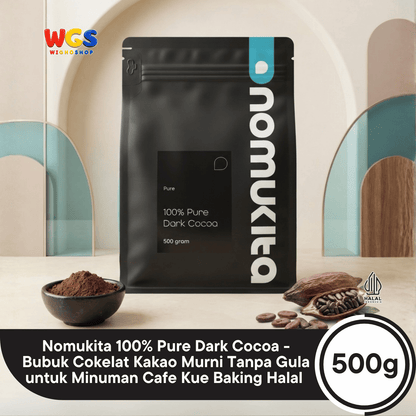Nomukita 100% Pure Dark Cocoa 500g - Bubuk Cokelat Kakao Murni Tanpa Gula untuk Minuman Cafe Kue Baking Halal