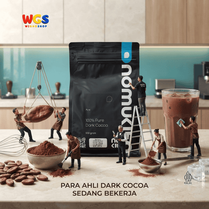 Nomukita 100% Pure Dark Cocoa 500g - Bubuk Cokelat Kakao Murni Tanpa Gula untuk Minuman Cafe Kue Baking Halal