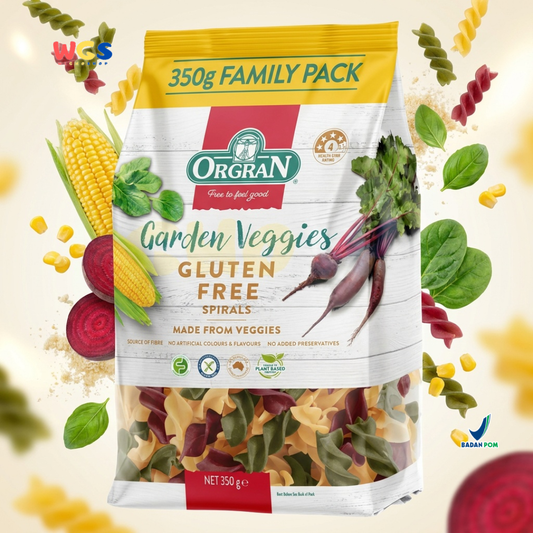 Orgran Garden Veggies Gluten Free Spirals 350g - Pasta Spiral Bebas Gluten