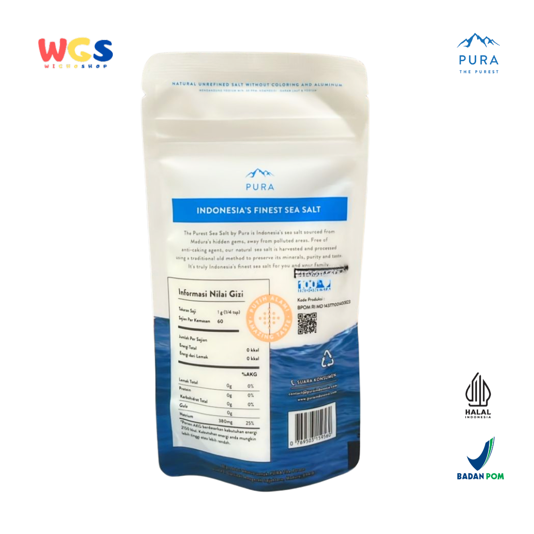 PURA The Purest Sea Salt 60g (Garam Laut Alami Premium Tanpa Zat Anti Menggumpal)