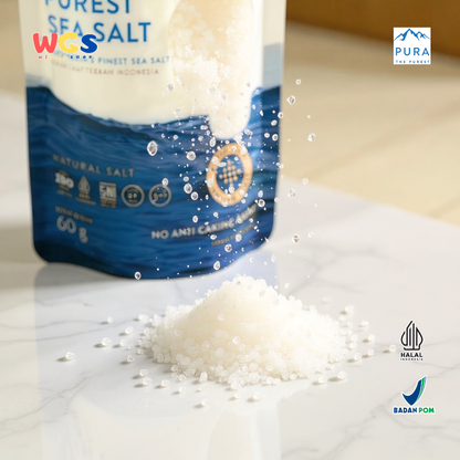PURA The Purest Sea Salt 60g (Garam Laut Alami Premium Tanpa Zat Anti Menggumpal)