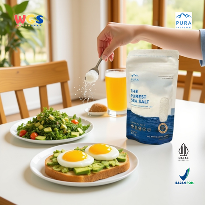 PURA The Purest Sea Salt 60g (Garam Laut Alami Premium Tanpa Zat Anti Menggumpal)