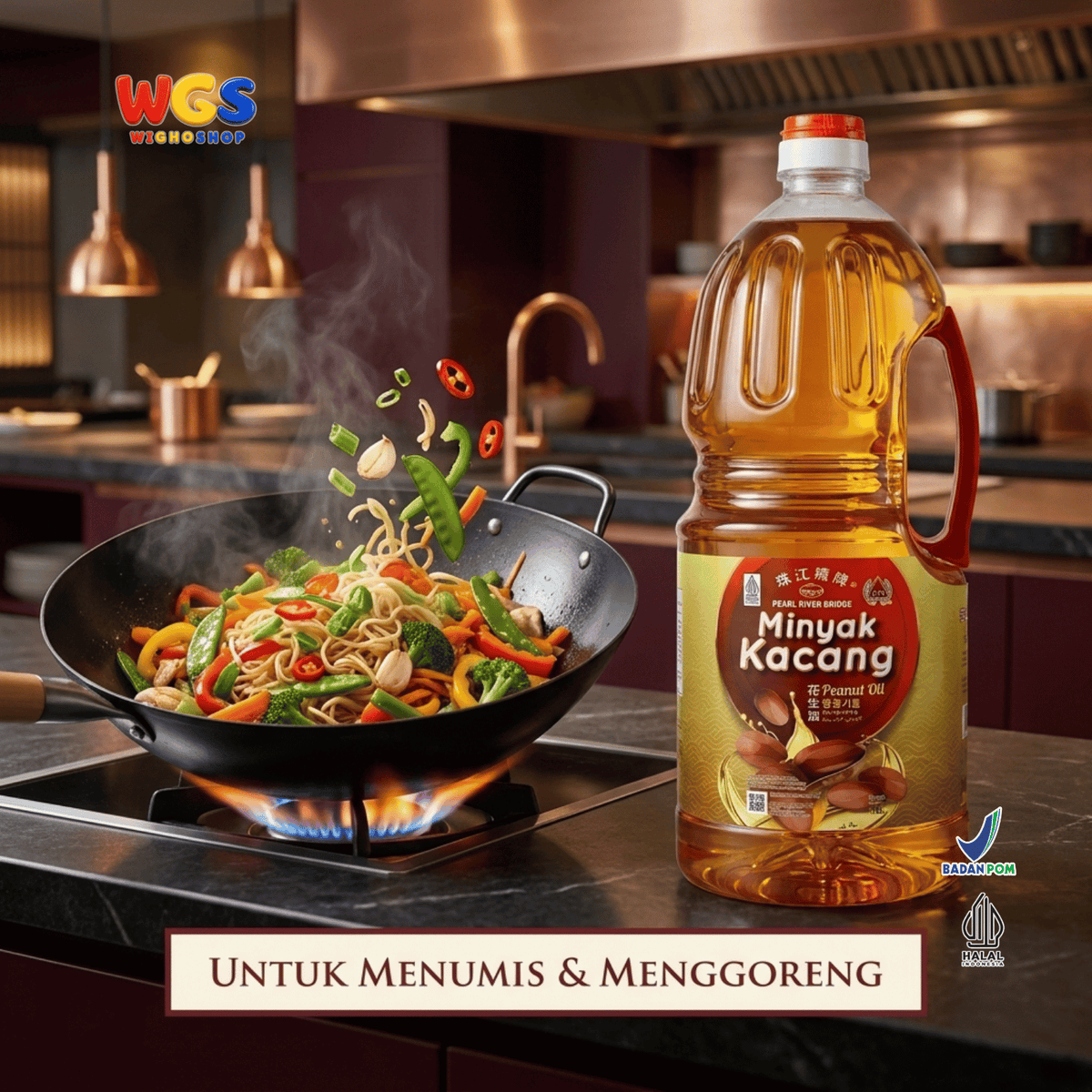 Pearl River Bridge Peanut Oil 1.8L - Minyak Kacang Tanah 100% untuk Tumis Goreng Chinese Food Masakan Asia Halal