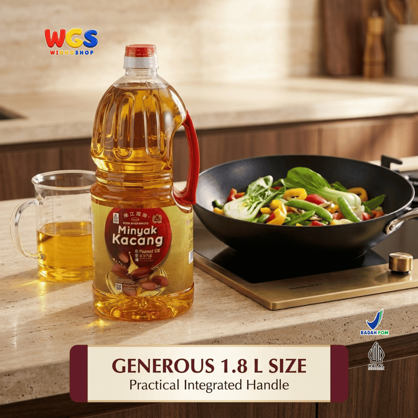 Pearl River Bridge Peanut Oil 1.8L - Minyak Kacang Tanah 100% untuk Tumis Goreng Chinese Food Masakan Asia Halal