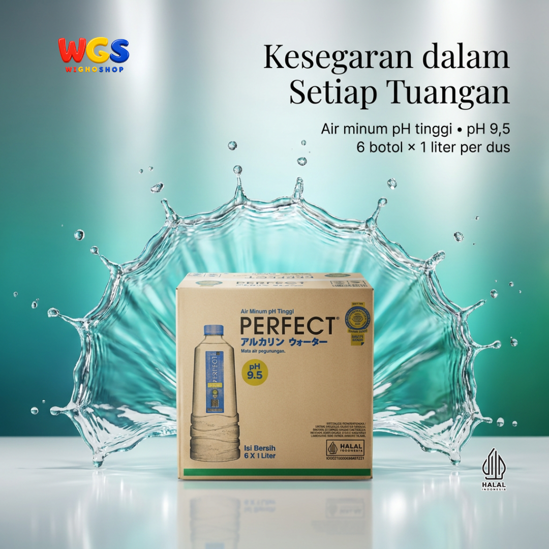 Perfect Alkaline Water 1 Liter x 6 Botol - Air Minum Alkali pH 9.5 1 Dus