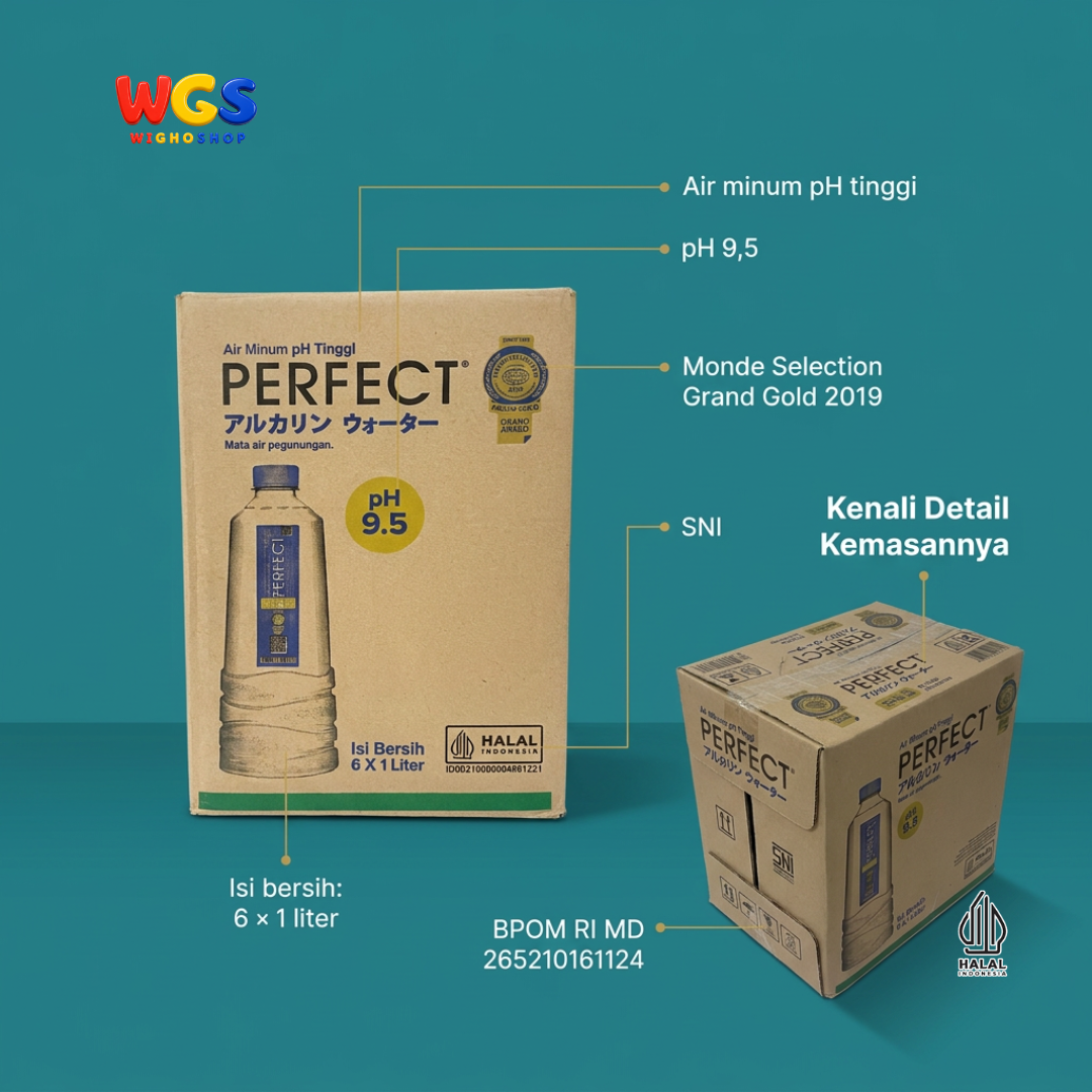 Perfect Alkaline Water 1 Liter x 6 Botol - Air Minum Alkali pH 9.5 1 Dus