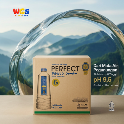 Perfect Alkaline Water 1 Liter x 6 Botol - Air Minum Alkali pH 9.5 1 Dus