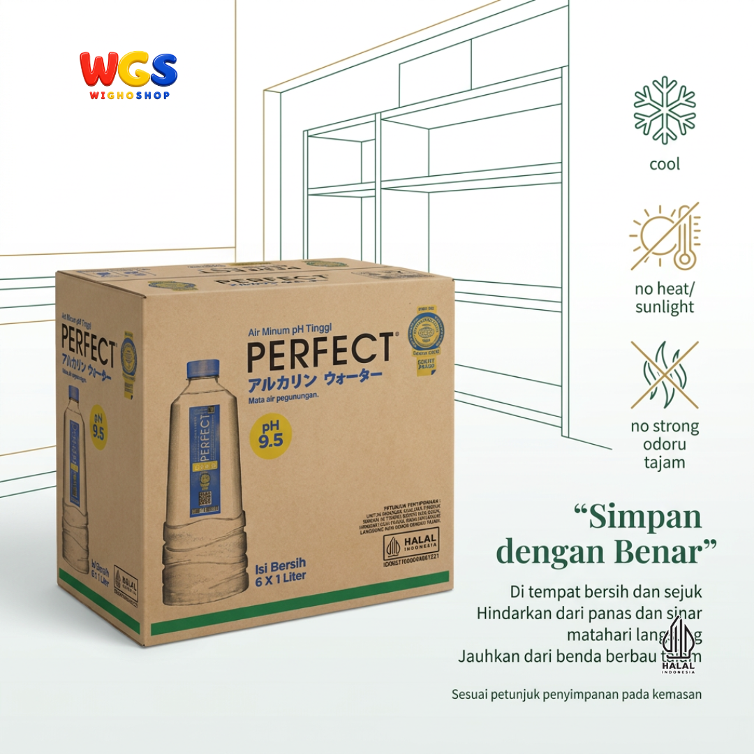Perfect Alkaline Water 1 Liter x 6 Botol - Air Minum Alkali pH 9.5 1 Dus
