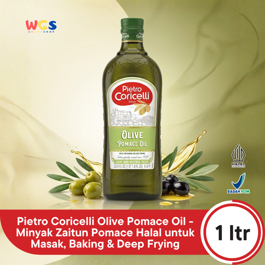Pietro Coricelli Olive Pomace Oil 1L - Minyak Zaitun Pomace Halal untuk Masak, Baking & Deep Frying