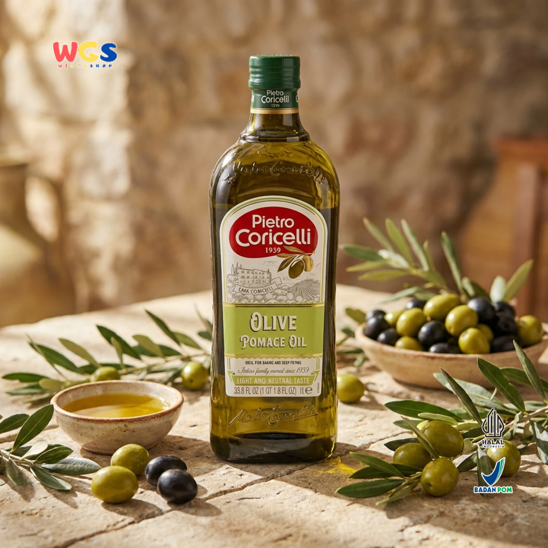 Pietro Coricelli Olive Pomace Oil 1L - Minyak Zaitun Pomace Halal untuk Masak, Baking & Deep Frying