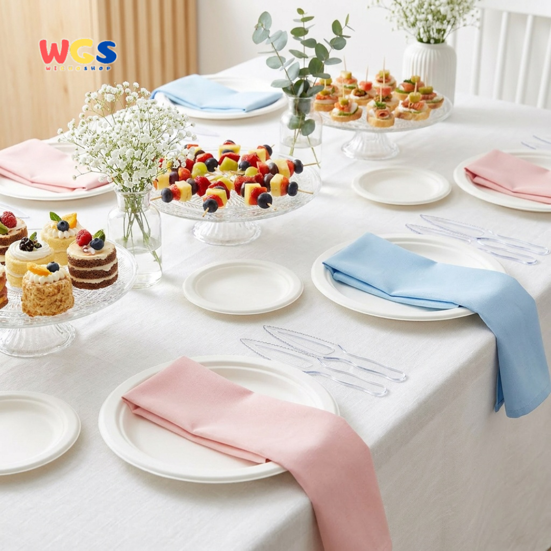WGS Pisau Plastik Bening 22 x 5cm isi 100 pcs - Pisau Kue Dessert Catering Takeaway