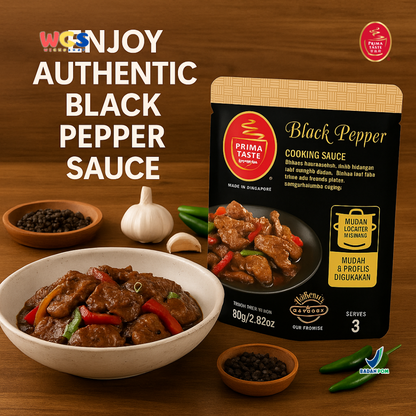 Prima Taste Black Pepper Cooking Sauce 80g - Saus Lada Hitam Siap Masak