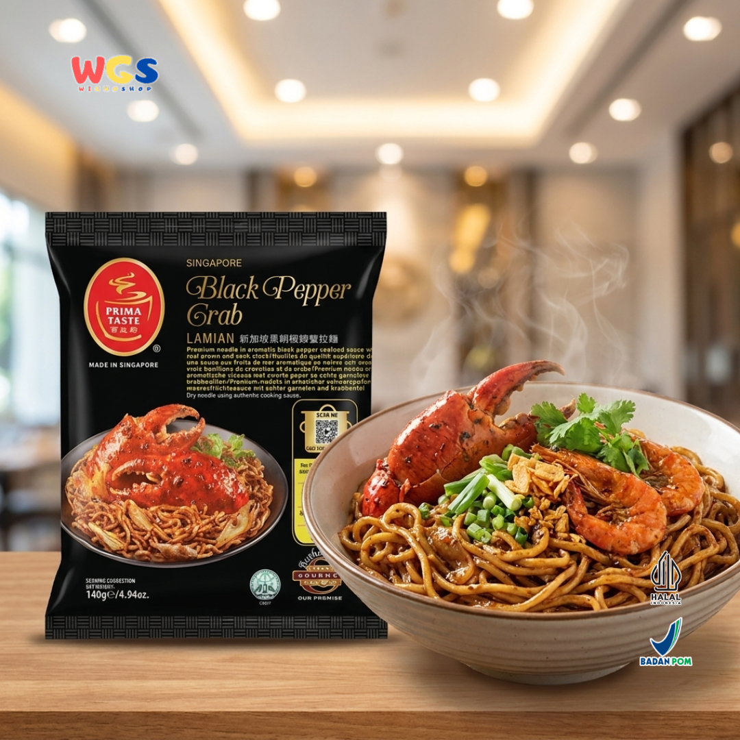 Prima Taste La Mian Black Pepper Crab Noodles 180g – Premium Dry Noodles with Black Pepper Crab Flavor