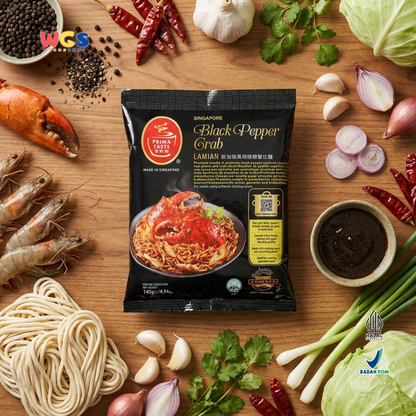 Prima Taste La Mian Black Pepper Crab Noodles 180g – Premium Dry Noodles with Black Pepper Crab Flavor