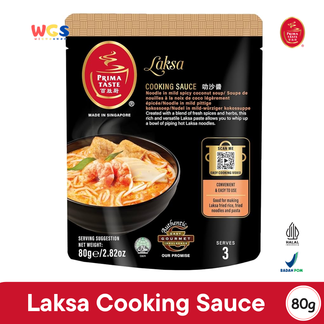 Prima Taste Laksa Cooking Sauce 80g – Bumbu Laksa Otentik Singapura untuk 2-3 Porsi