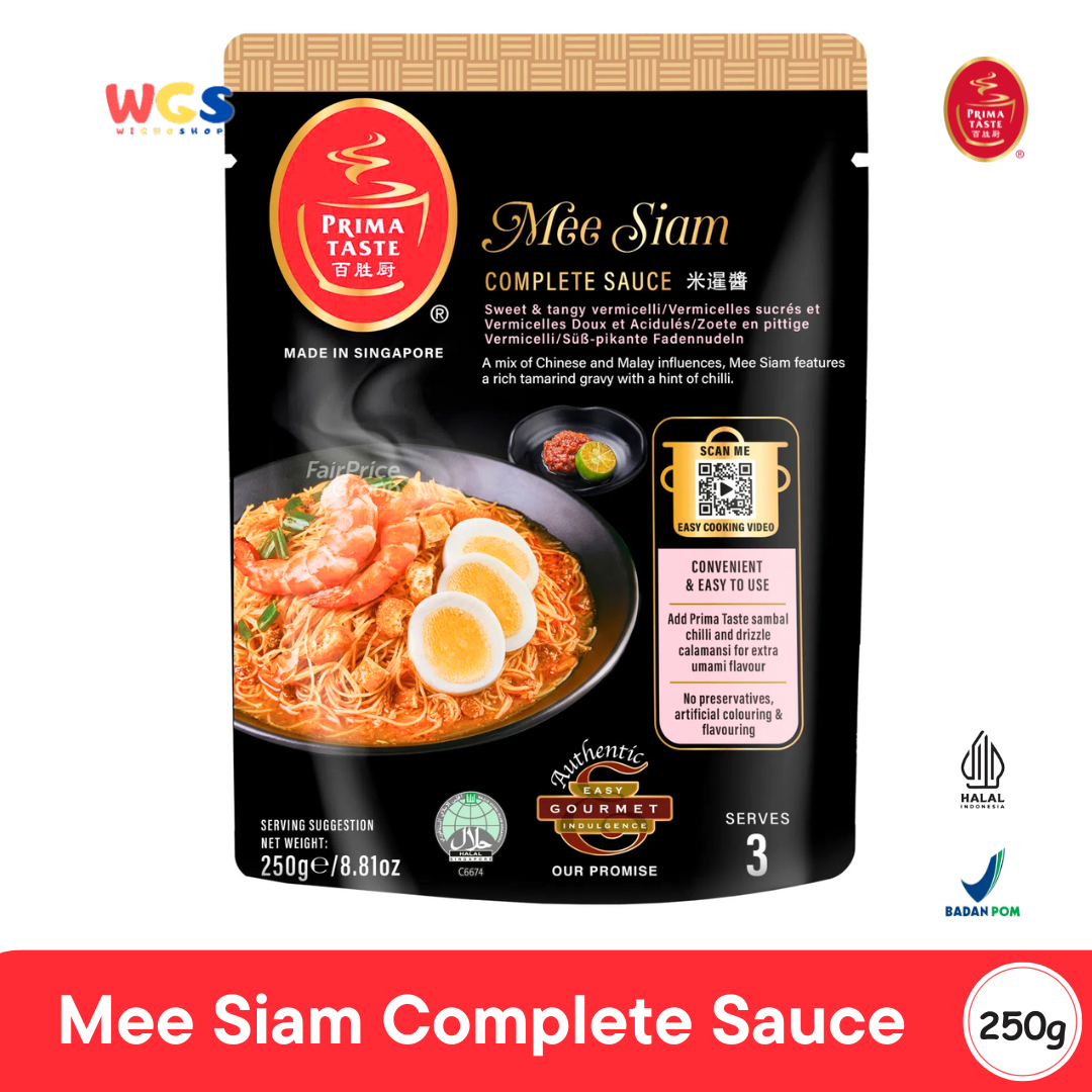 Prima Taste Mee Siam Complete Sauce 250g - Bumbu Instan Asam Manis Pedas Halal 3 Porsi