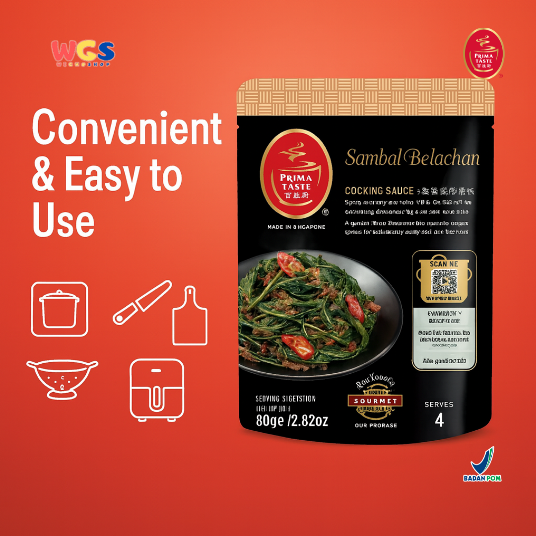 Prima Taste Sambal Belachan Cooking Sauce 80g – Bumbu Masak Pedas untuk Sayur, Nasi, dan Seafood