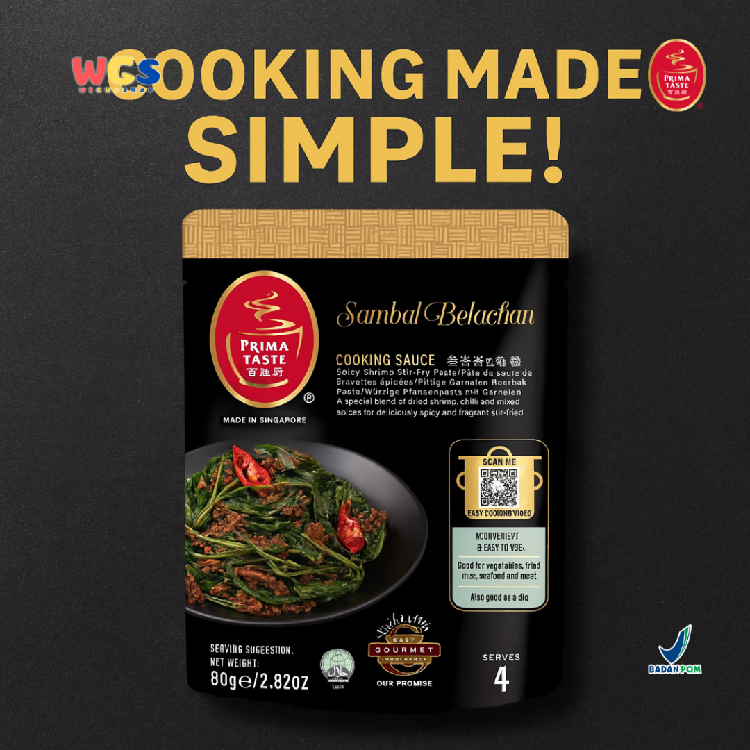 Prima Taste Sambal Belachan Cooking Sauce 80g – Bumbu Masak Pedas untuk Sayur, Nasi, dan Seafood