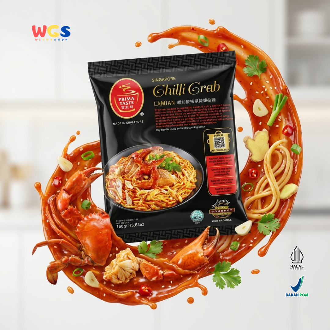 Prima Taste Singapore Chilli Crab Lamian 160g - Mi Instan Rasa Kepiting Pedas Manis Non Fried Seafood