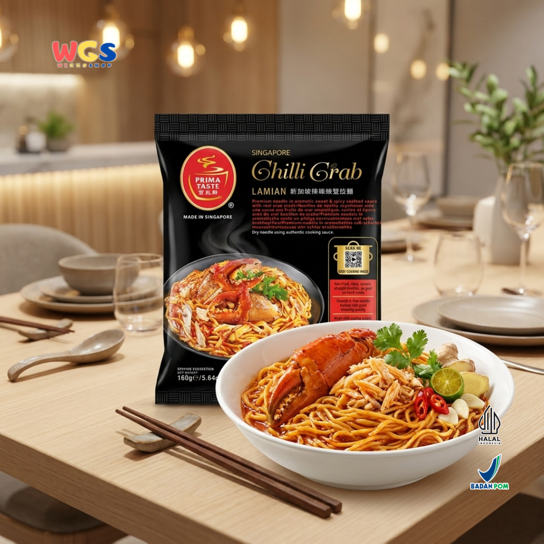 Prima Taste Singapore Chilli Crab Lamian 160g - Mi Instan Rasa Kepiting Pedas Manis Non Fried Seafood