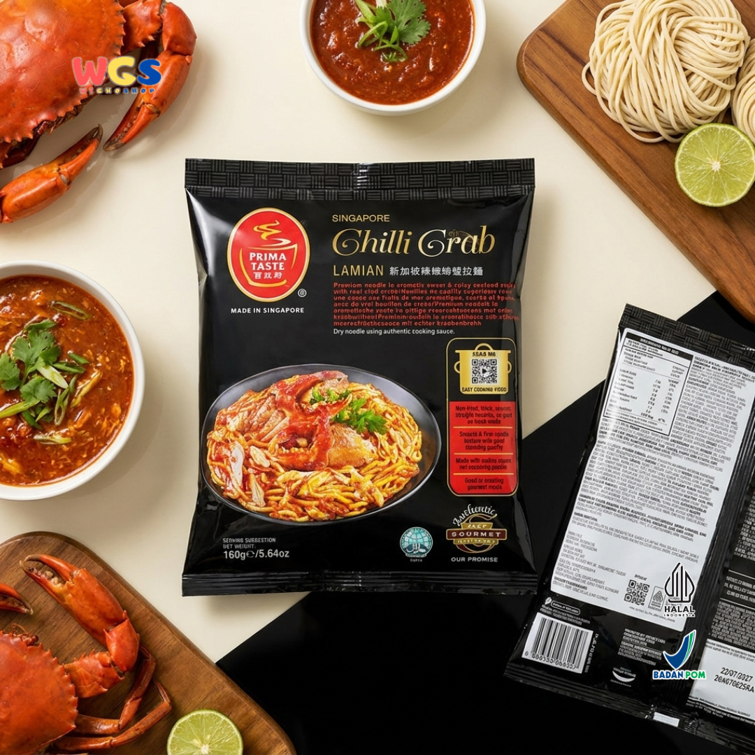 Prima Taste Singapore Chilli Crab Lamian 160g - Mi Instan Rasa Kepiting Pedas Manis Non Fried Seafood