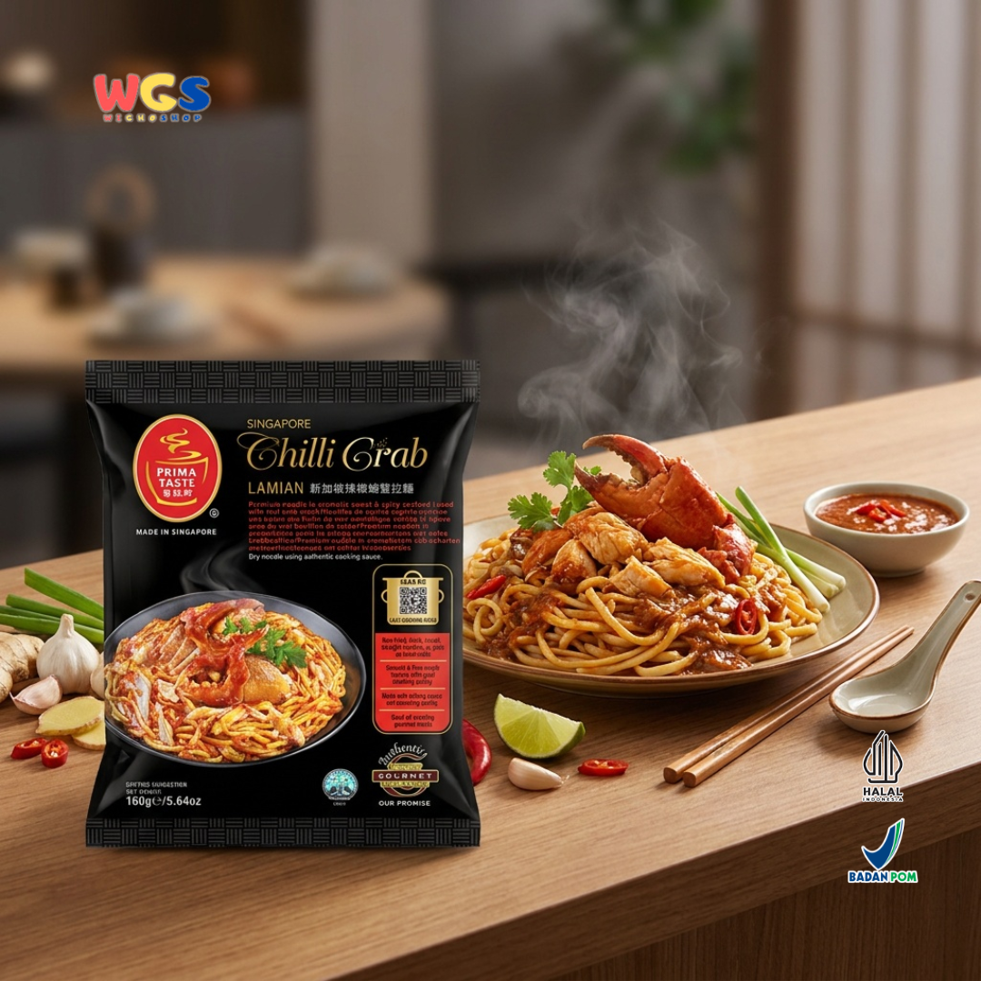 Prima Taste Singapore Chilli Crab Lamian 160g - Mi Instan Rasa Kepiting Pedas Manis Non Fried Seafood