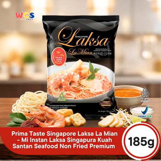Prima Taste Singapore Laksa La Mian 185g - Mi Instan Laksa Singapura Kuah Santan Seafood Non Fried Premium
