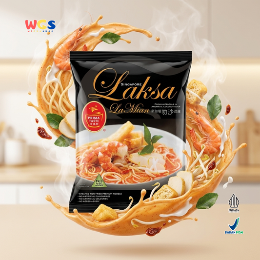 Prima Taste Singapore Laksa La Mian 185g - Mi Instan Laksa Singapura Kuah Santan Seafood Non Fried Premium