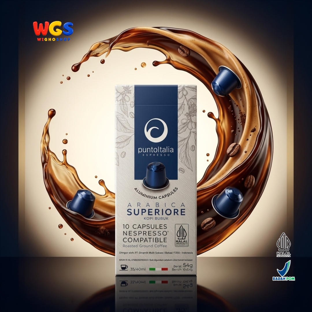 Punto Italia Espresso Arabica Superiore 10 Kapsul 54g - Kopi Bubuk 100% Arabika Nespresso Intensitas 9 Medium Roast
