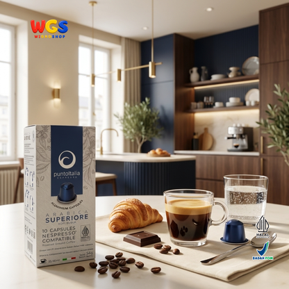 Punto Italia Espresso Arabica Superiore 10 Kapsul 54g - Kopi Bubuk 100% Arabika Nespresso Intensitas 9 Medium Roast