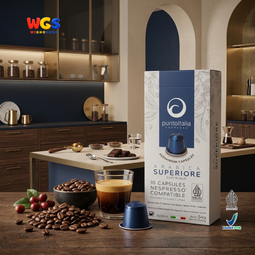 Punto Italia Espresso Arabica Superiore 10 Kapsul 54g - Kopi Bubuk 100% Arabika Nespresso Intensitas 9 Medium Roast