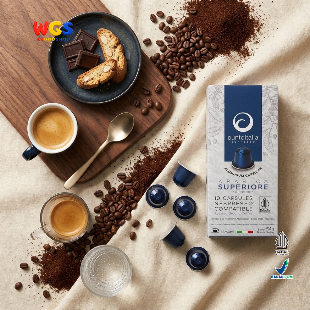 Punto Italia Espresso Arabica Superiore 10 Kapsul 54g - Kopi Bubuk 100% Arabika Nespresso Intensitas 9 Medium Roast