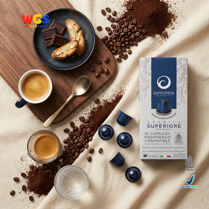 Punto Italia Espresso Arabica Superiore 10 Kapsul 54g - Kopi Bubuk 100% Arabika Nespresso Intensitas 9 Medium Roast