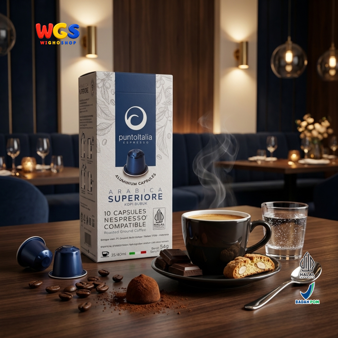 Punto Italia Espresso Arabica Superiore 10 Kapsul 54g - Kopi Bubuk 100% Arabika Nespresso Intensitas 9 Medium Roast