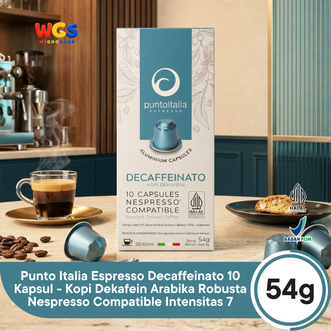 Punto Italia Espresso Decaffeinato 10 Kapsul 54g - Kopi Dekafein Arabika Robusta Nespresso Compatible Intensitas 7